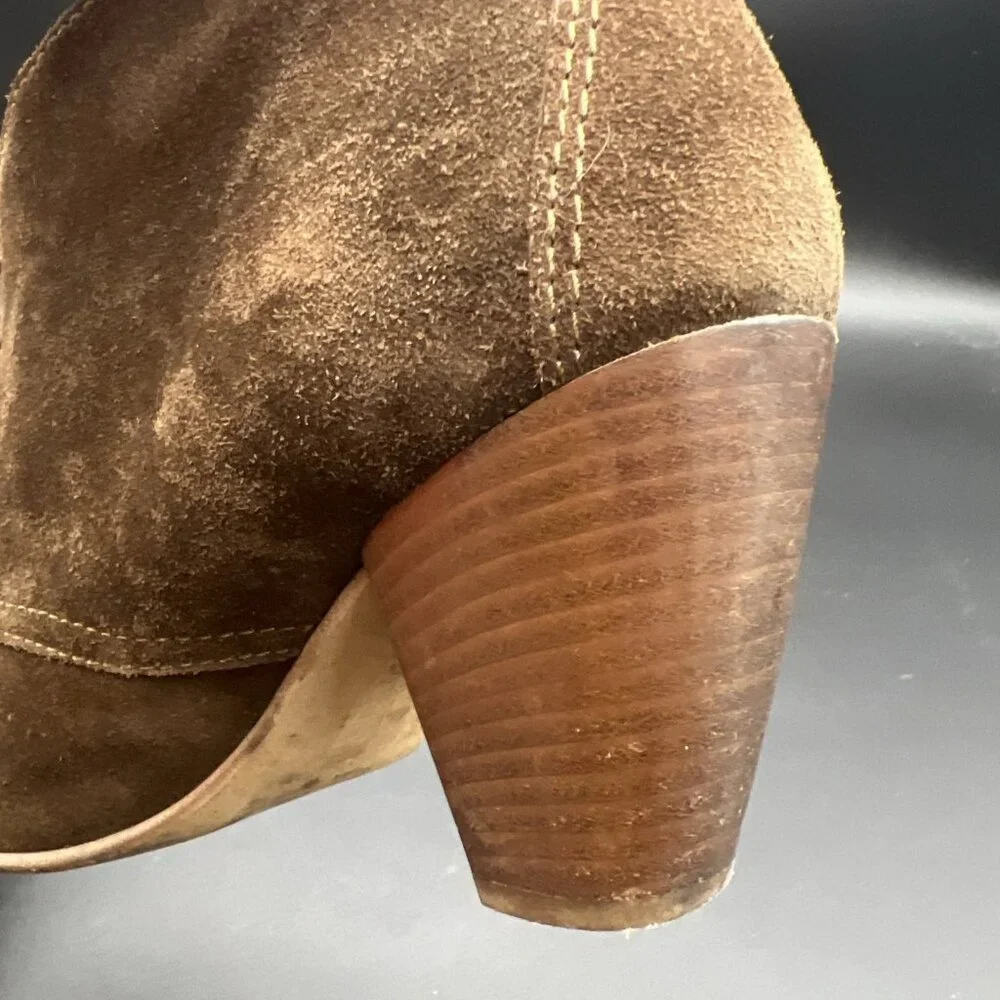 MADEWELL 1937 Lace Up Womens 7.5 Suede Heels Booties Shoes Brown Italy - Picture 8 of 16